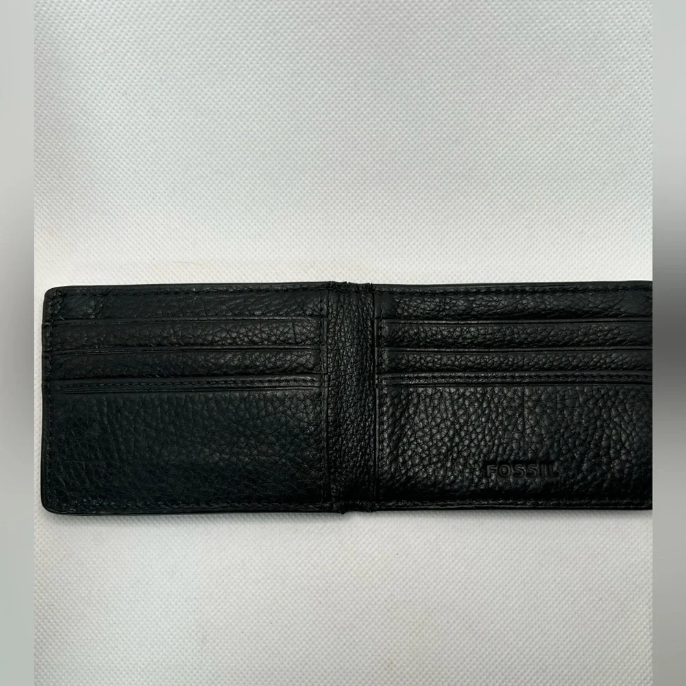 Fossil wallet men’s black genuine leather fold wallet Harper clip cards travel